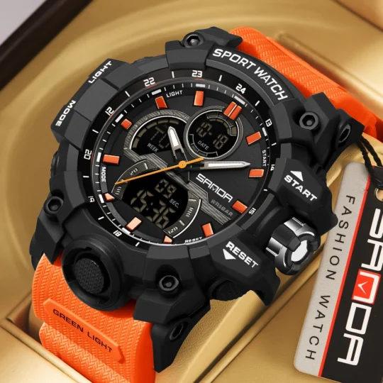 SANDA Sport Watch for Men Alarm Clock Stopwatch LED Digital Back Light Dual Time Display Man Watch Quartz Waterproof Wristwatch - AliExpress